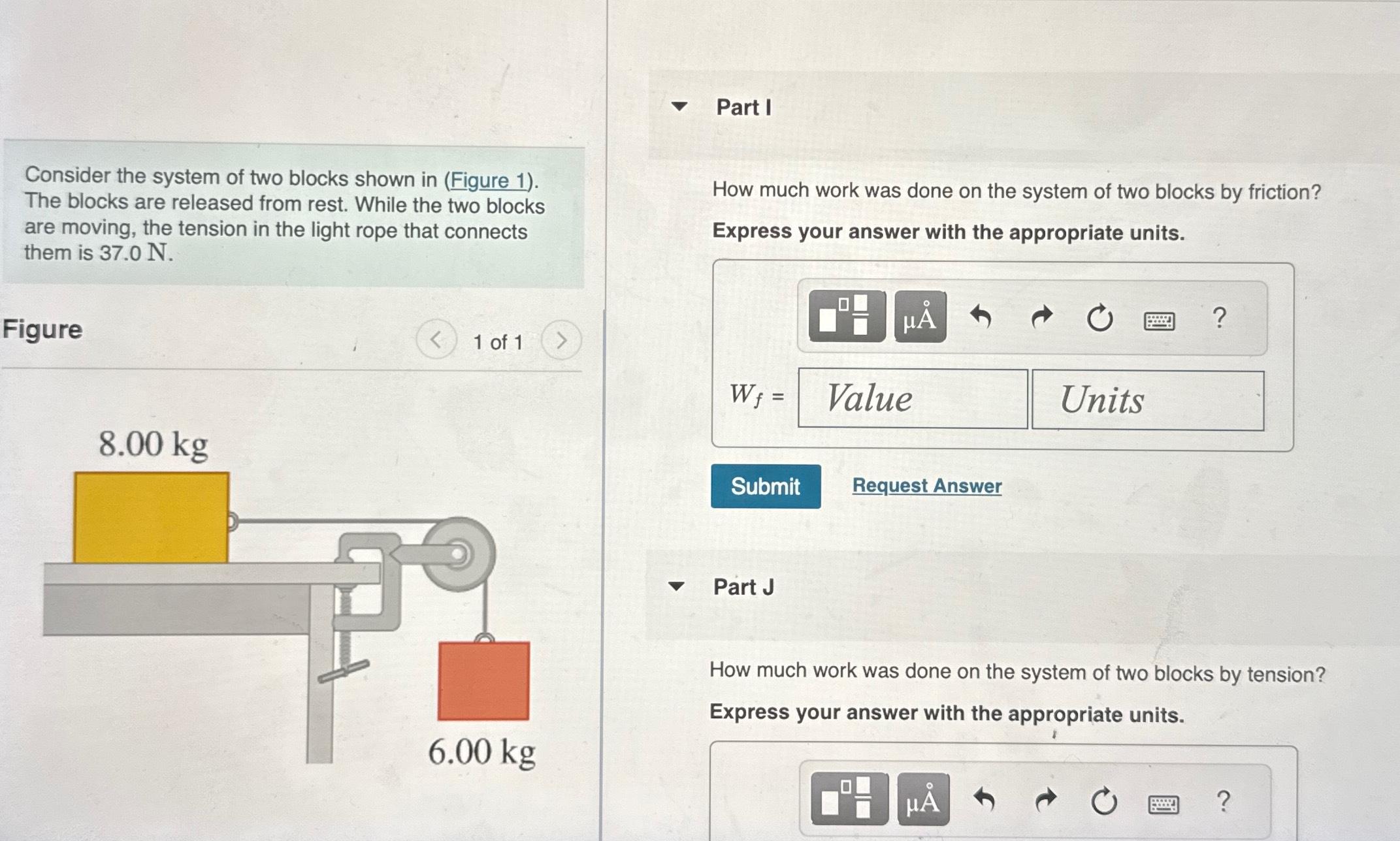 Solved Part IConsider The System Of Two Blocks Shown In | Chegg.com