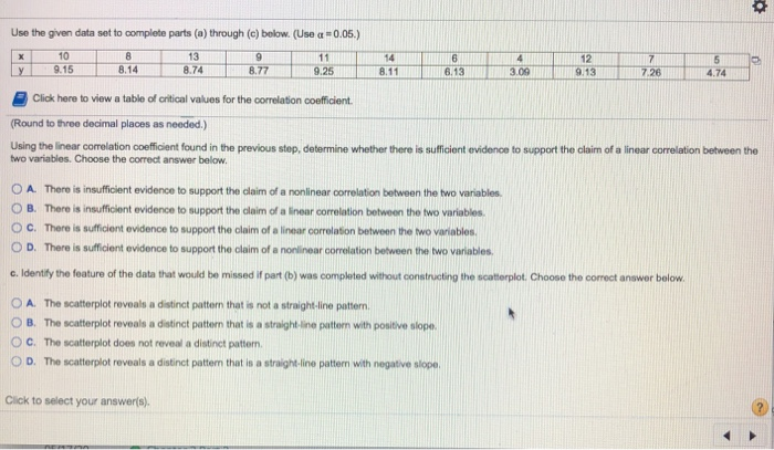 Solved Use the given data set to complete parts (a) through | Chegg.com