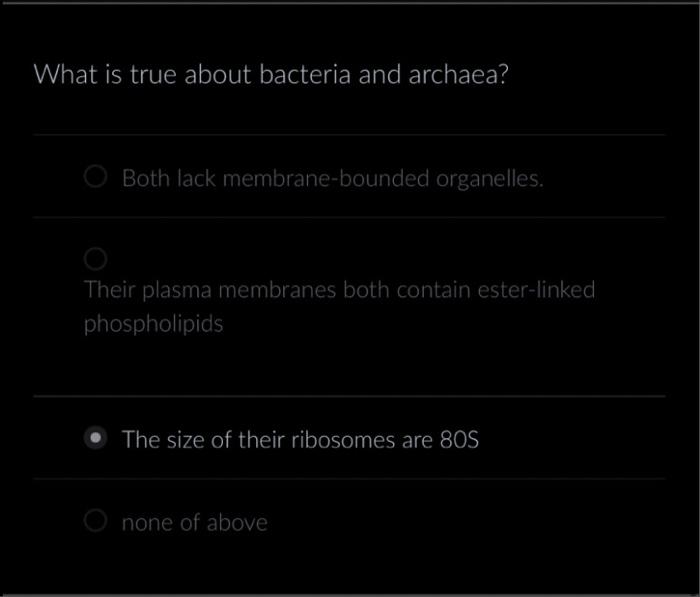 Solved What is true about bacteria and archaea? Both lack