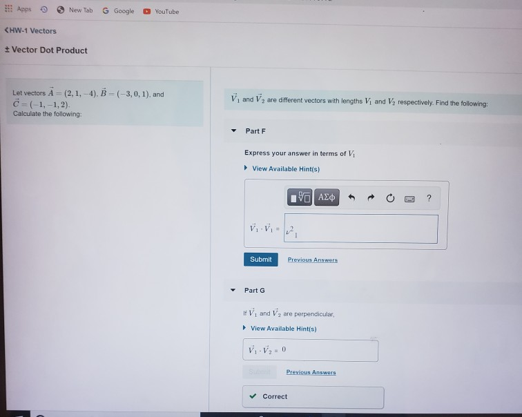 Solved Vector Dot Product Let Vectors A 2 1 4 B 3 Chegg Com
