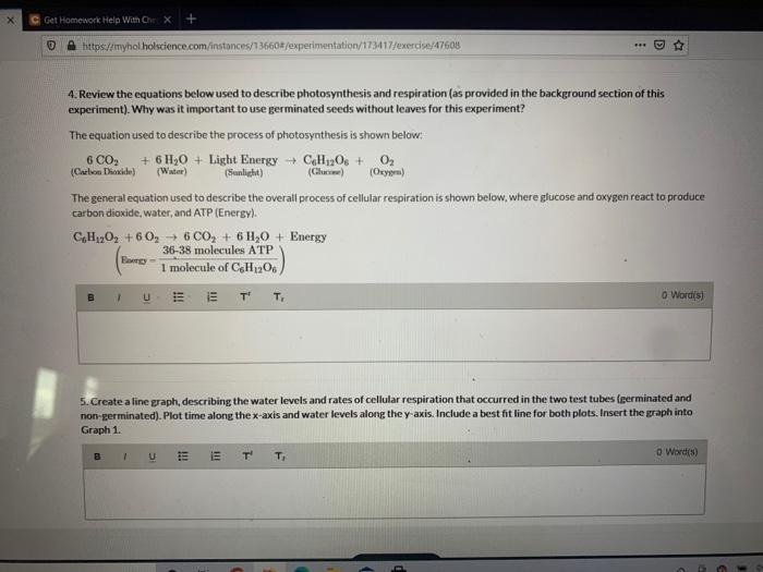 Exercise 1 Cellular Respiration In this exercise, you