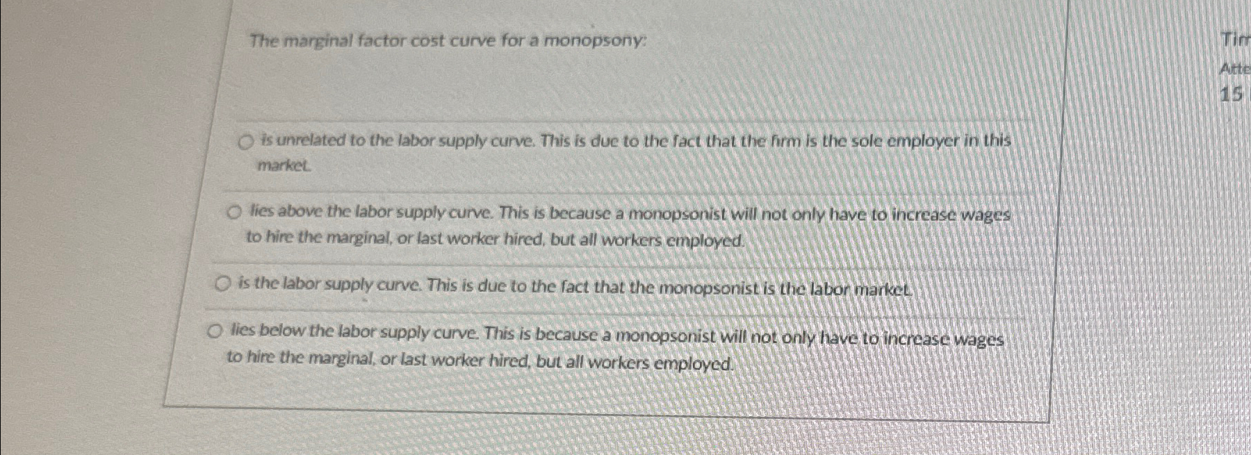 Solved The Marginal Factor Cost Curve For A Monopsony Is Chegg