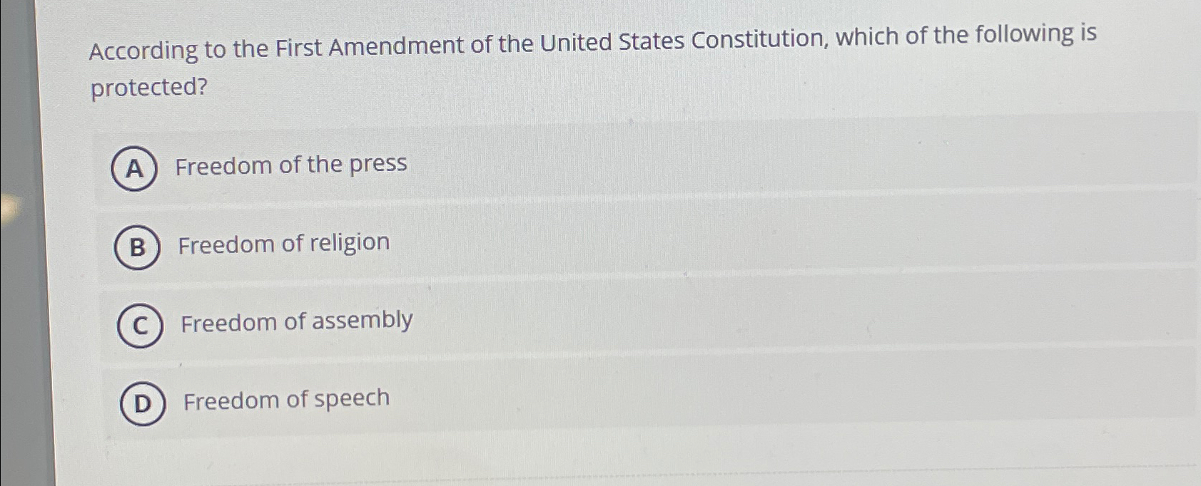 Solved According to the First Amendment of the United States | Chegg.com