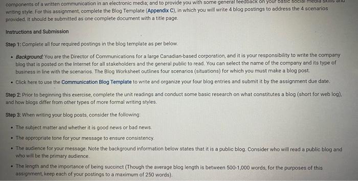 Components Of A Written Communication In An Chegg Com