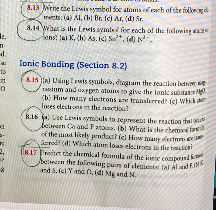 Solved U UU UUIUIUIUS. 8.13 Write The Lewis Symbol For At