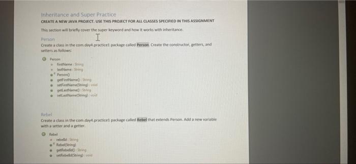 Solved Inheritance and Super Practice CREATE A NEW JAVA | Chegg.com
