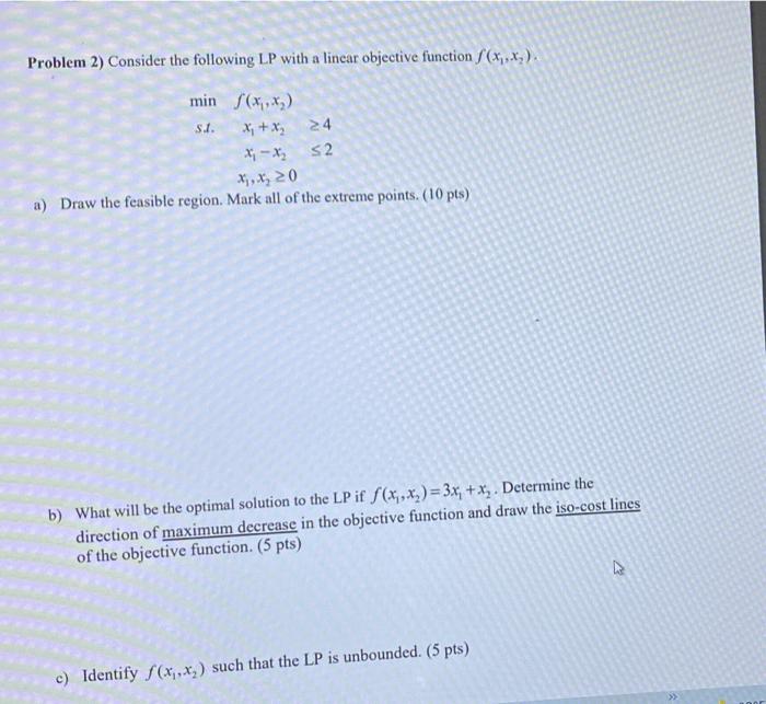 Solved Problem 2 Consider The Following Lp With A Linear