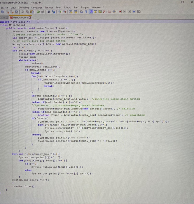 Solved i was able to figure out my code for a chaining | Chegg.com