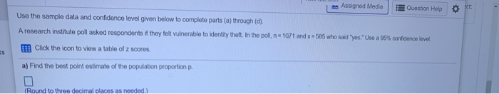 Solved Assigned Media Question Help t Use the sample data | Chegg.com