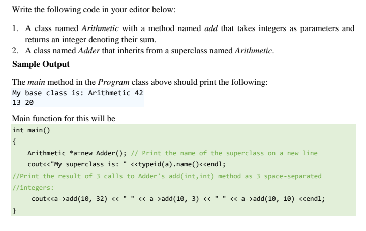 Solved Write the following code in your editor below: 1. A | Chegg.com