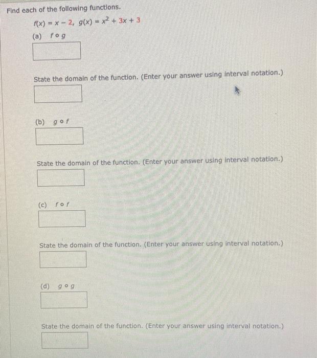 Solved Find Each Of The Following Functions. | Chegg.com