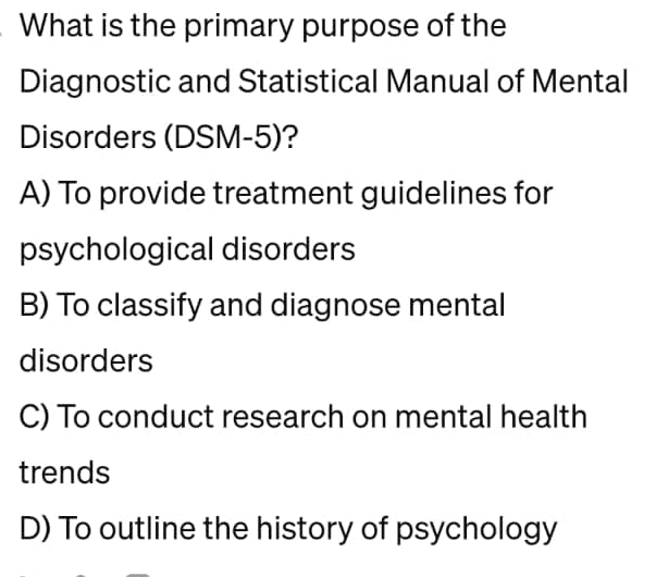 the primary purpose of the dsm is to