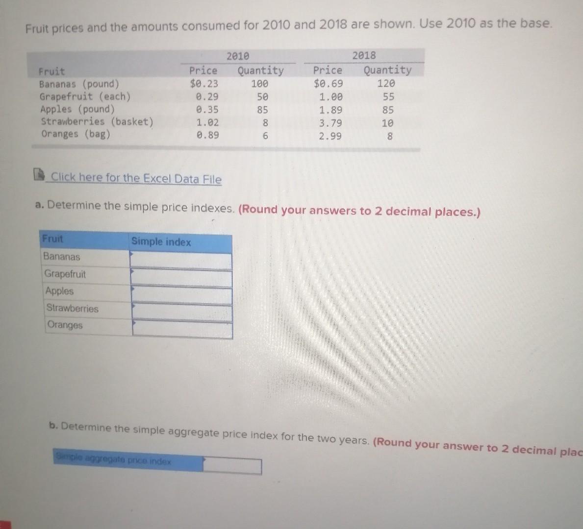 Solved C. Determine The Laspeyres Price Index: (Round Your | Chegg.com