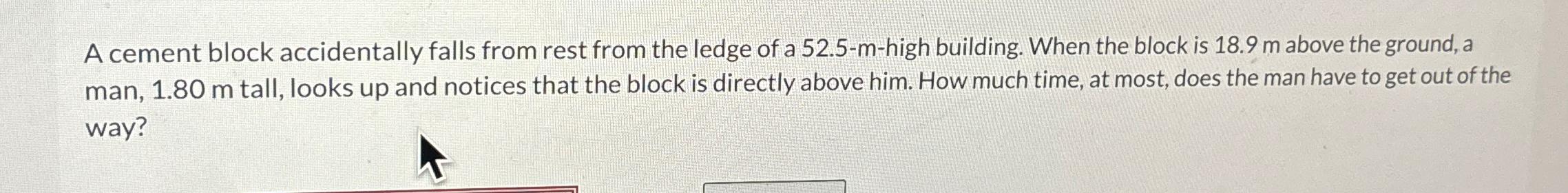 Solved A cement block accidentally falls from rest from the | Chegg.com