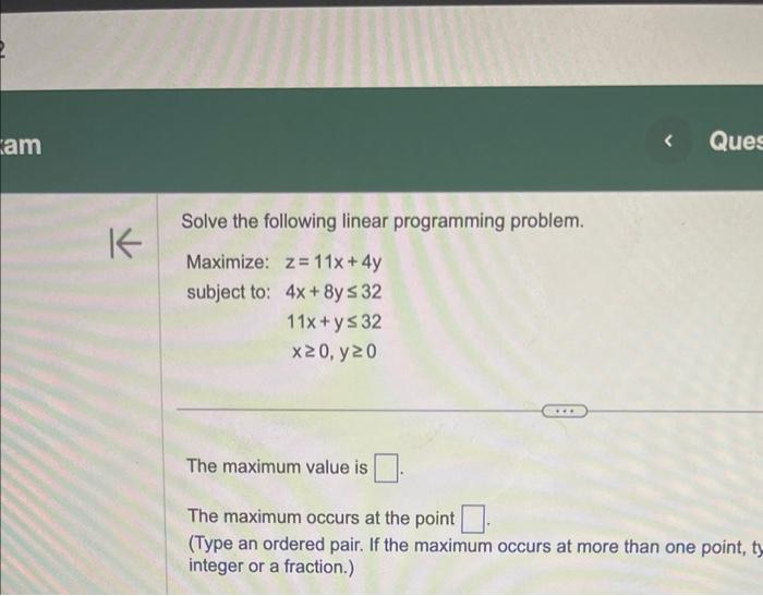 Solved Solve The Following Linear Programming Problem. | Chegg.com