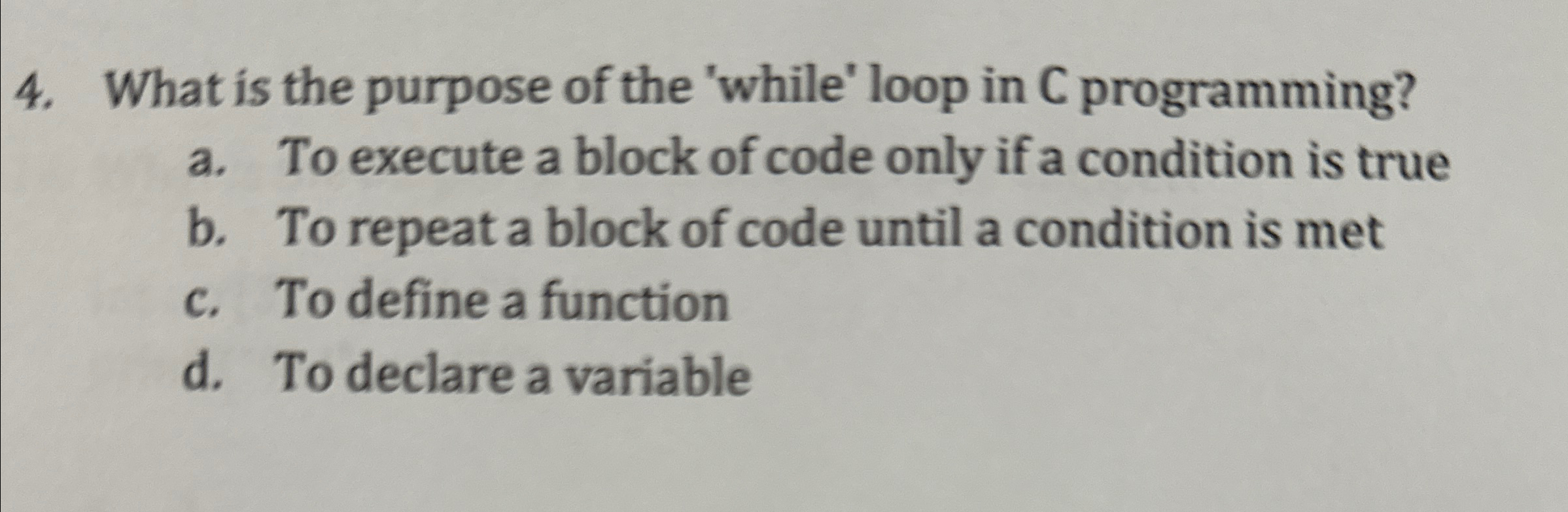 Solved What is the purpose of the 'while' loop in C | Chegg.com