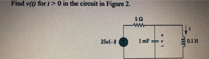 Solved Find v(t for t> 0 in the circuit in Figure 2. 50 w | Chegg.com