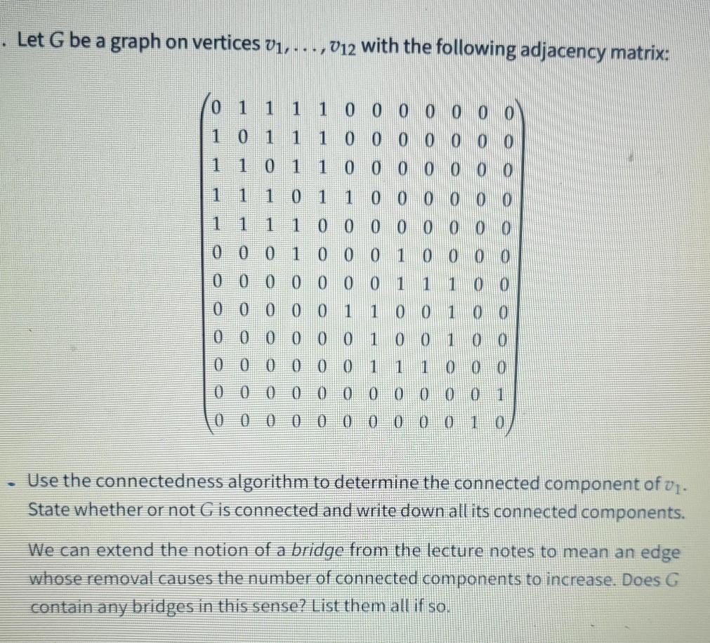Solved . Let G be a graph on vertices 01,...,012 with the | Chegg.com