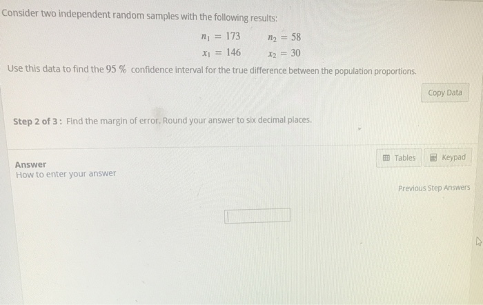 Solved Consider two independent random samples with the | Chegg.com