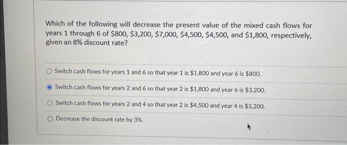 Solved Which of the following will decrease the present | Chegg.com