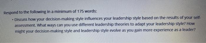 Solved Respond to the following in a minimum of 175 words: | Chegg.com