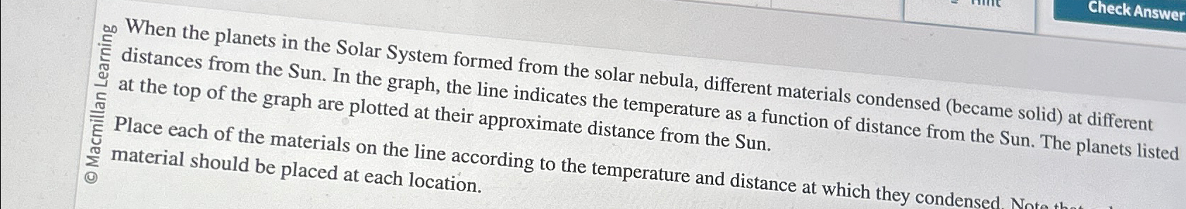 distances from the Sun. In the graph, the line | Chegg.com