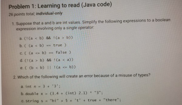 Solved Problem 1: Learning to read (Java code) 26 points | Chegg.com