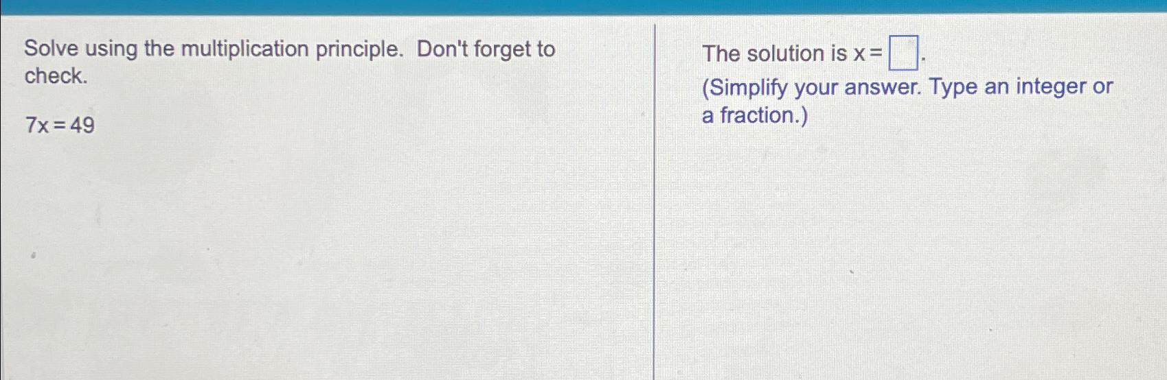 Solved Solve using the multiplication principle. Don't | Chegg.com