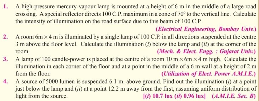 Solved 1. A High-pressure Mercury-vapour Lamp Is Mounted At | Chegg.com