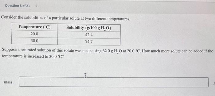Solved Consider the solubilities of a particular solute at | Chegg.com