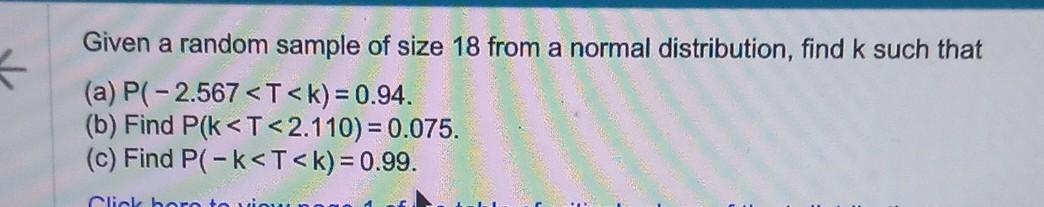 Solved Given a random sample of size 18 from a normal | Chegg.com