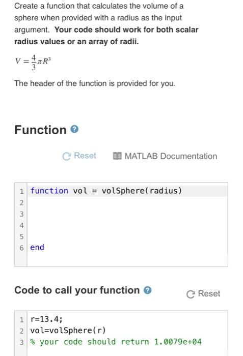 Solved Create a function that calculates the volume of a | Chegg.com