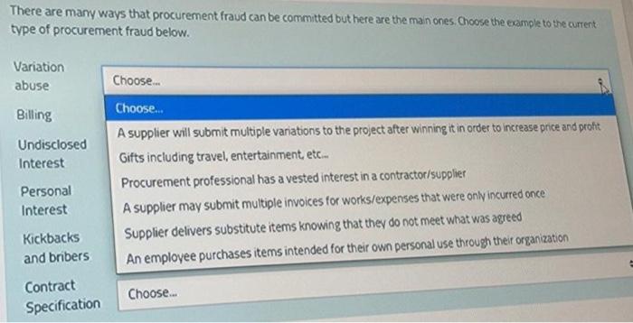 Solved There are many ways that procurement fraud can be | Chegg.com