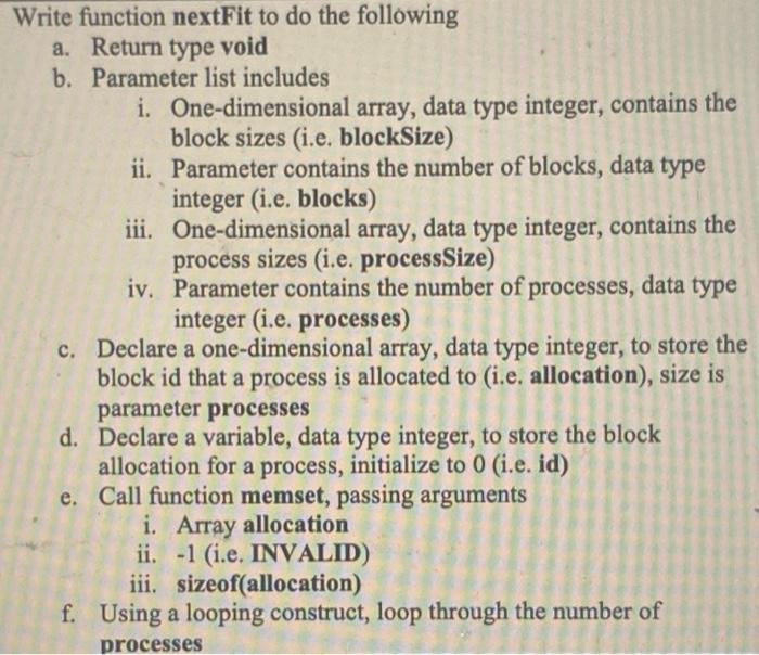 Solved Write function nextFit to do the following a. Return | Chegg.com