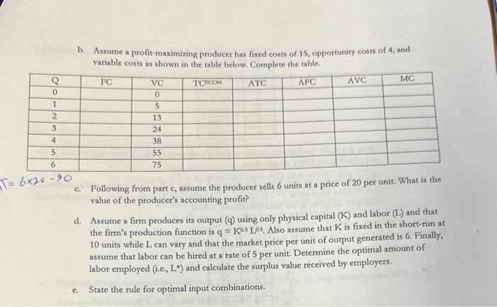 Solved B. Assume A Profit-maximizing Producer Has Fixed | Chegg.com