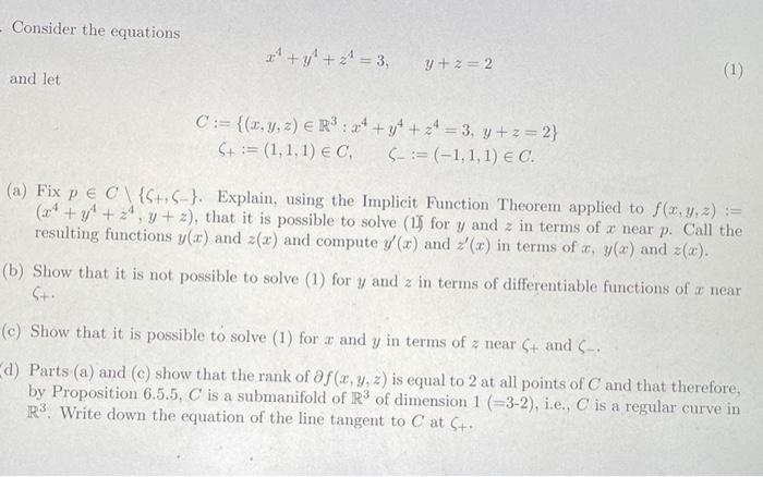 Solved Consider The Equations X + Y + Z = 3, Y +2=2 And Let | Chegg.com