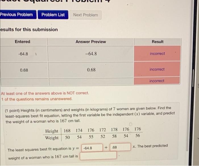 Solved Previous Problem Problem List Next Problem esults for | Chegg.com