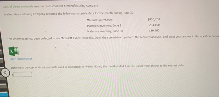 Solved Cost Of Direct Materials Used In Production For A | Chegg.com