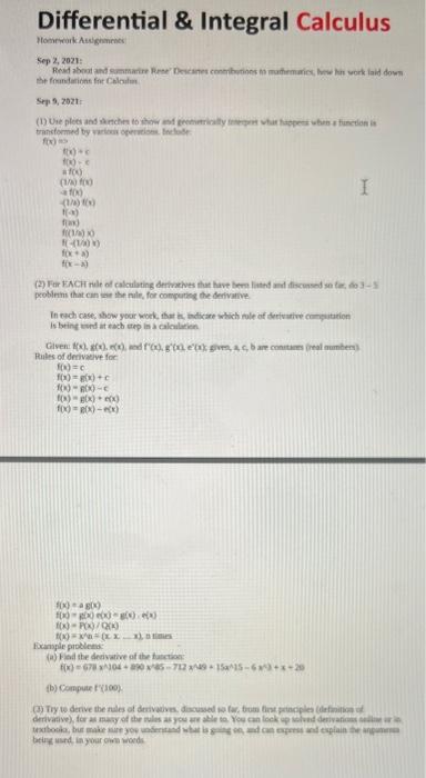 Differential Integral Calculus Homework Acum Sep 2 Chegg