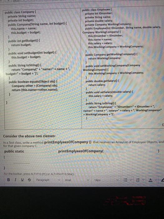Solved public class Company private String name; private int | Chegg.com
