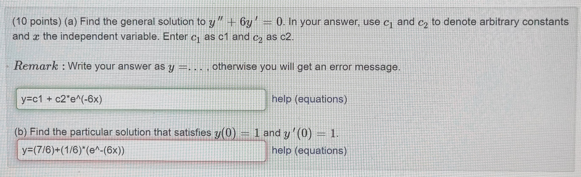 Solved (10 ﻿points) (a) ﻿Find the general solution to | Chegg.com