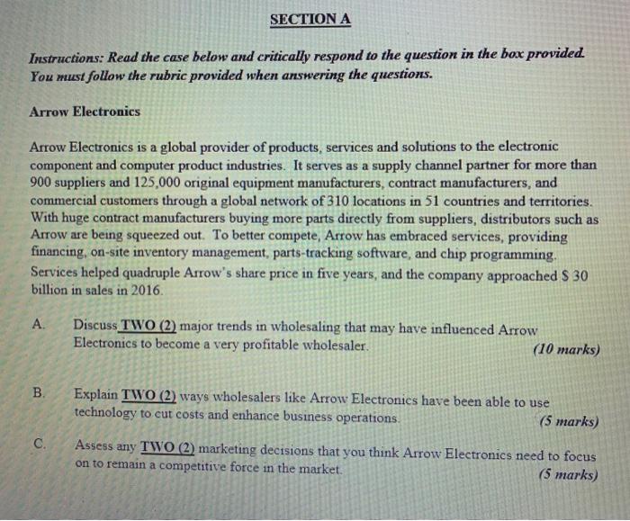 Solved SECTION A Instructions: Read the case below and | Chegg.com