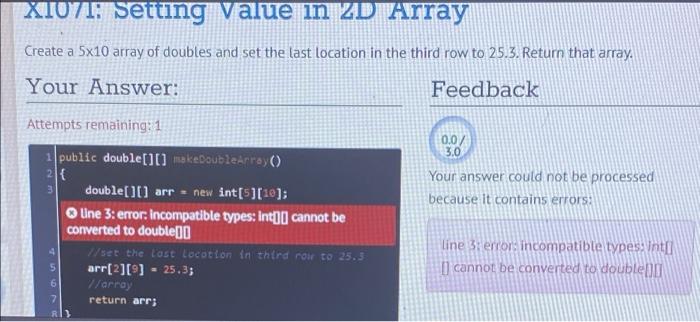 Solved X1071 Setting value in 2D Array Create a 5x10 array | Chegg.com