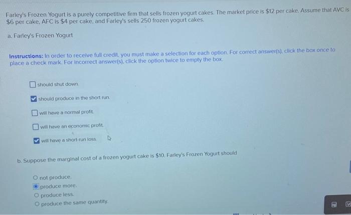 Solved Farley's Frozen Yogurt is a purely competitive firm | Chegg.com
