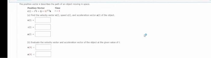 Solved The position vector describes the path of an object | Chegg.com