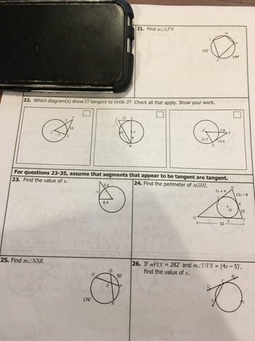 Solved 21 Find Ipn 22 Which Diagram S Show Xy Tangent Chegg Com