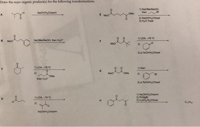 Solved Draw the major organic product(s) for the following | Chegg.com