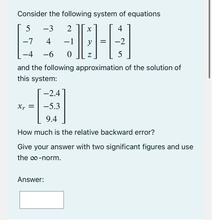Solved Consider the following system of equations | Chegg.com