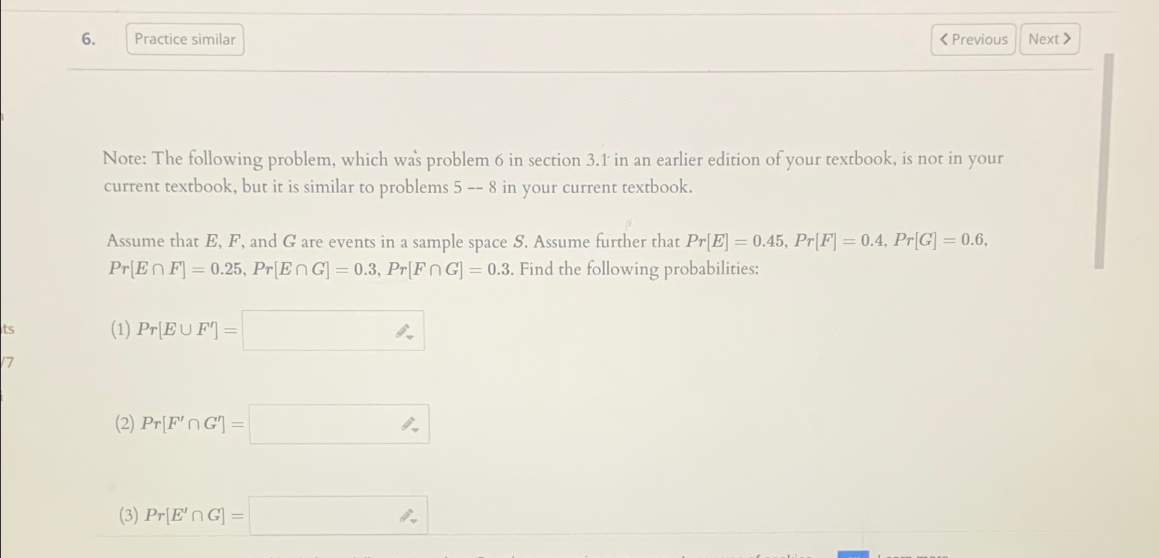 Solved Note: The following problem, which was problem 6 ﻿in | Chegg.com