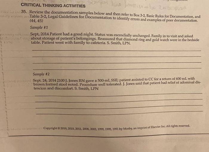 Solved CRITICAL THINKING ACTIVITIES 35. Review the | Chegg.com